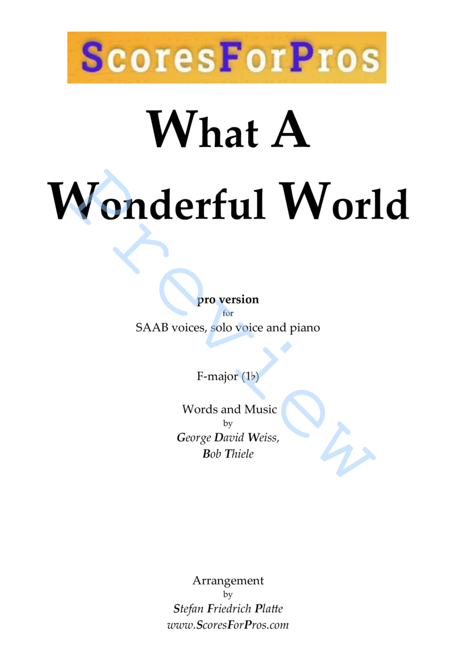 What A Wonderful World 4-Part scores gallery preview page 1