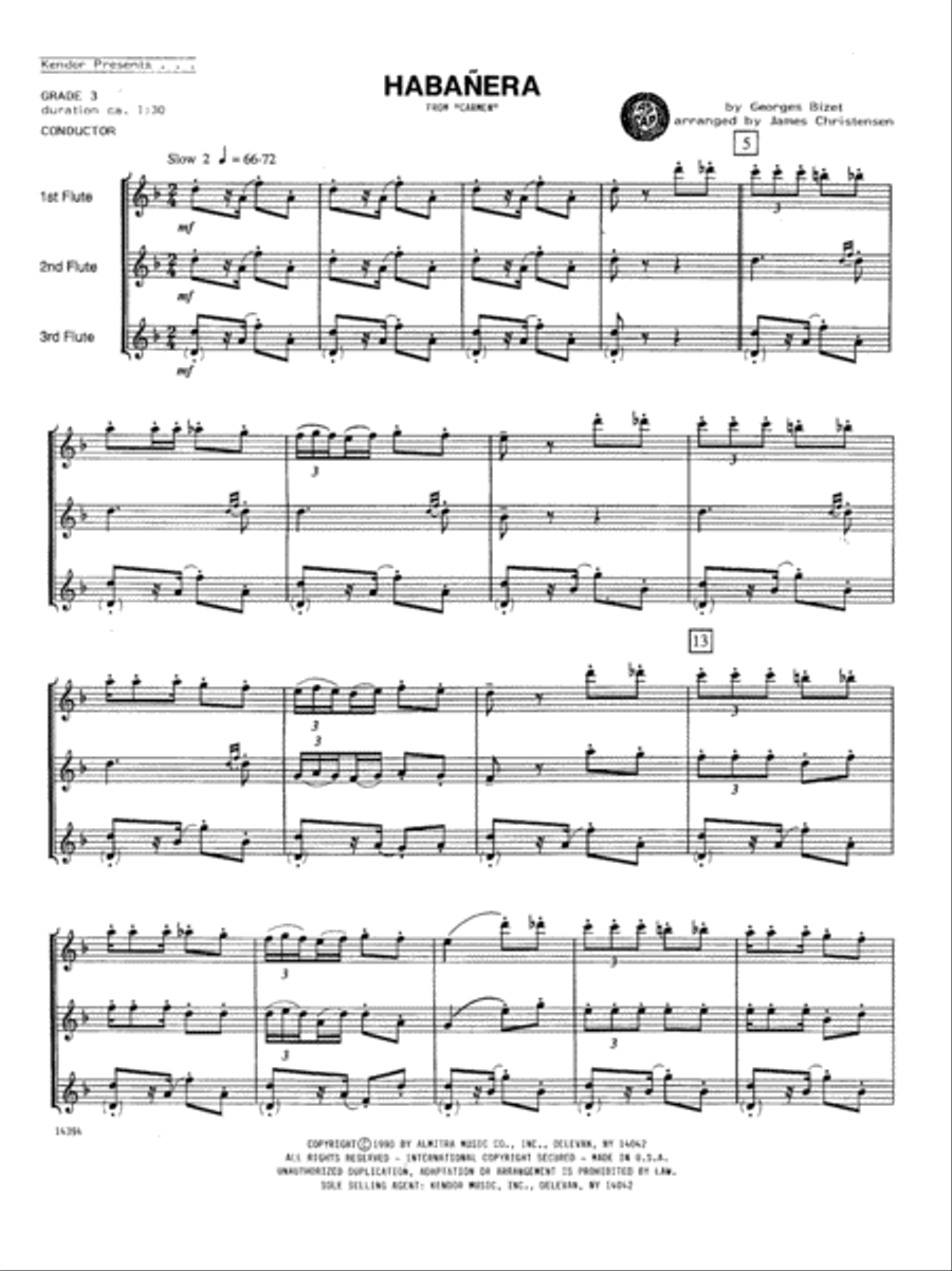Habanera (from 'Carmen') Flute Trio scores gallery preview page 2