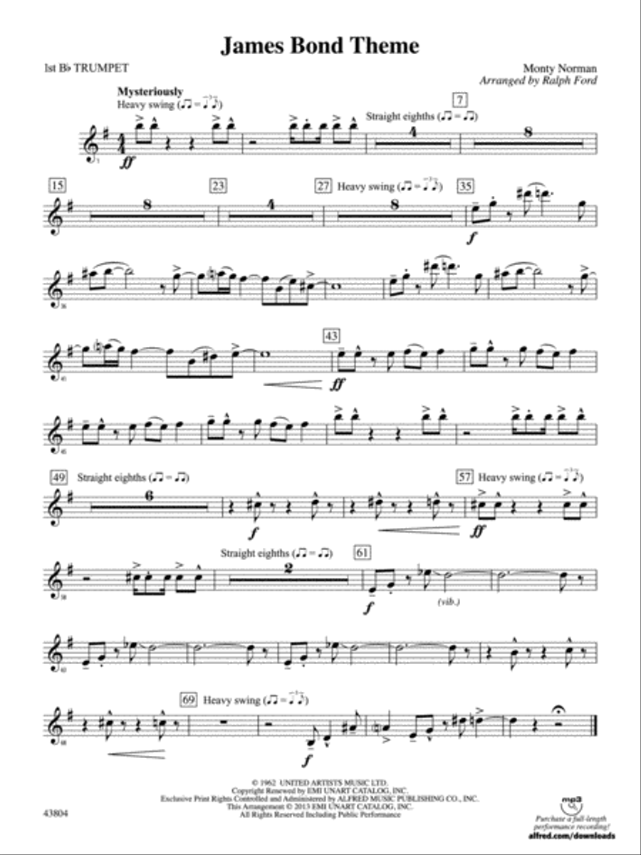 James Bond Theme: 1st B-flat Trumpet Full Orchestra scores gallery preview page 1