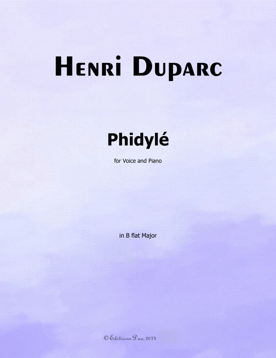 Phidylé, by Henri Duparc, in B flat Major Voice scores gallery preview page 1