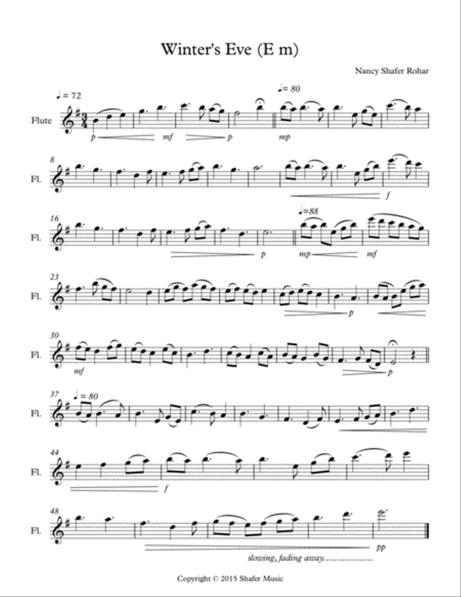 Winter's Eve (E minor) Flute Solo scores gallery preview page 1