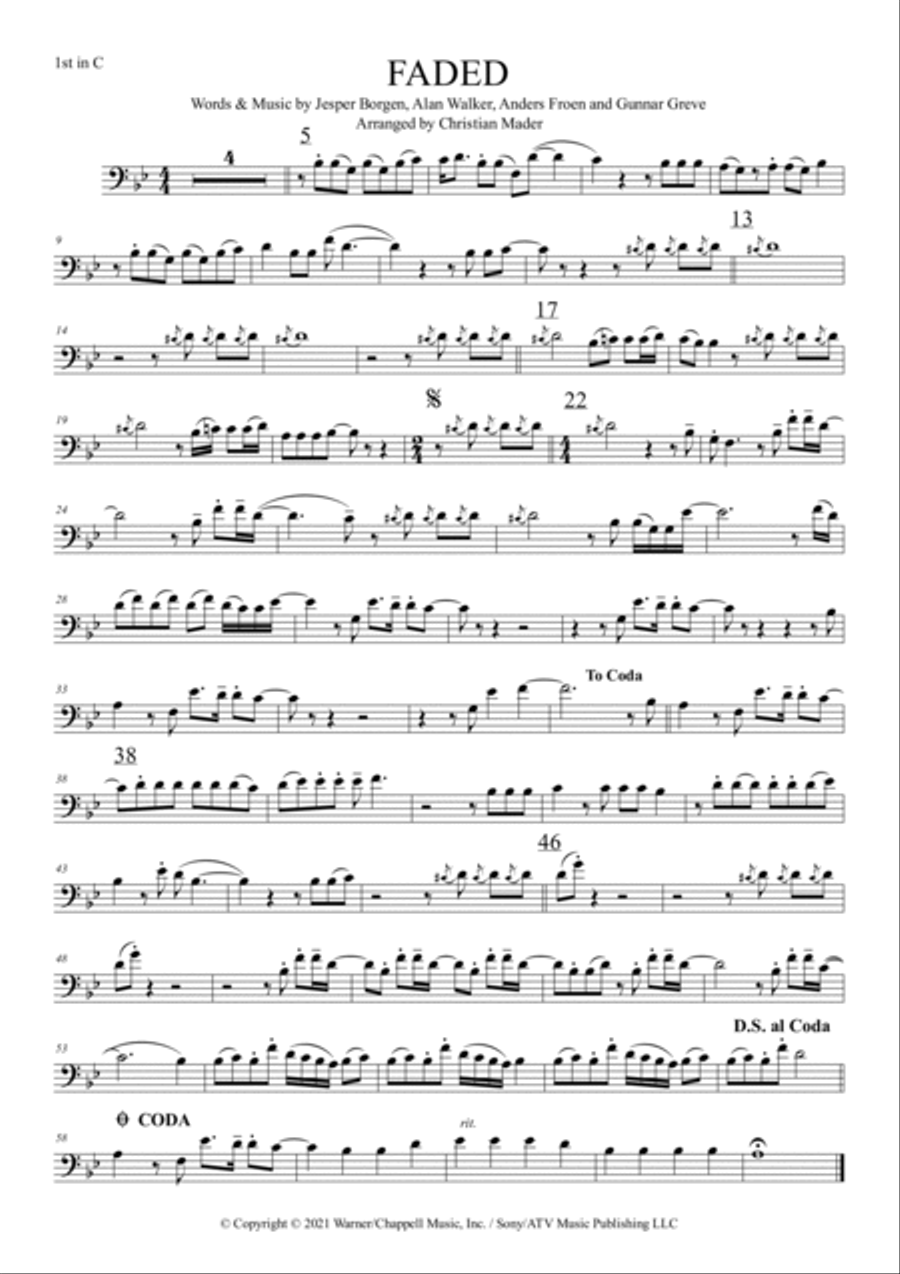 Faded Trombone Duet scores gallery preview page 2