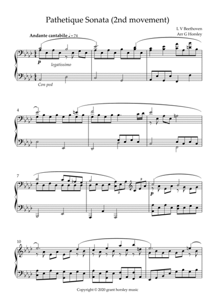 Pathetique Sonata (slow mvt) by Beethoven- Simplified version image number null