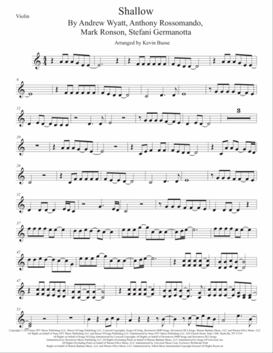 Shallow Violin Solo scores gallery preview page 1