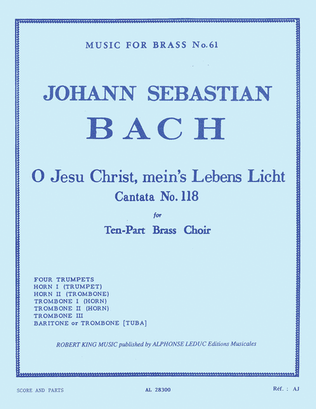 Book cover for Cantata No 118 Brass Ensemble Sc/pts Mfb 61