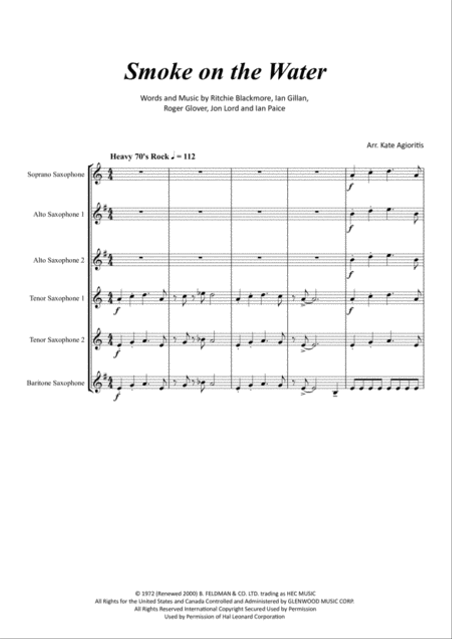 Smoke On The Water Woodwind Ensemble scores gallery preview page 2