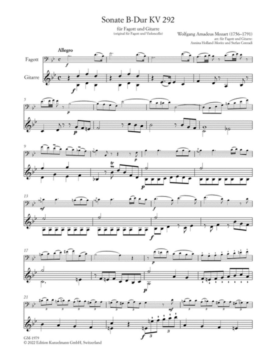 Sonata in B-flat major KV 292