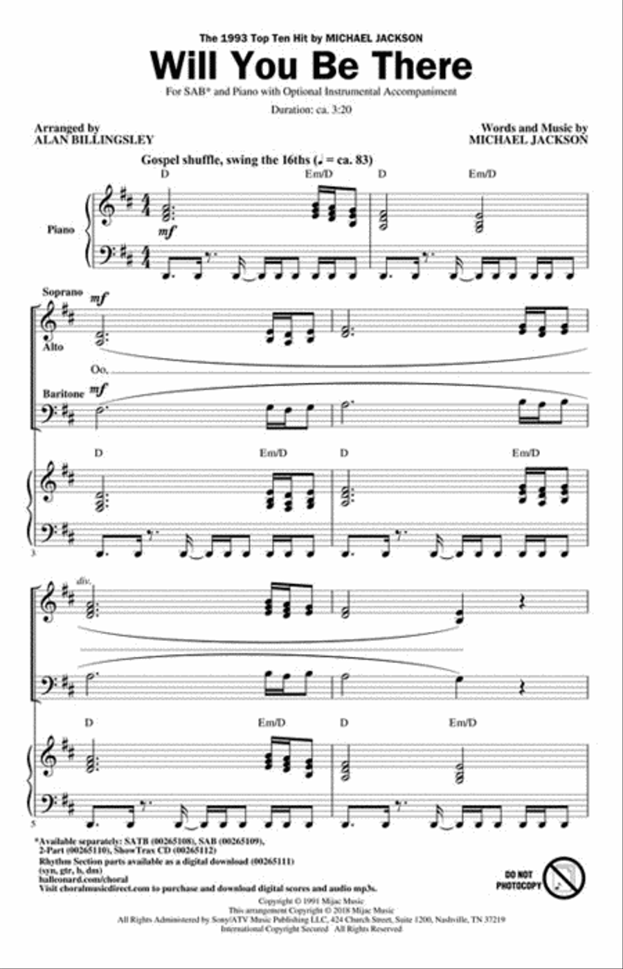 Will You Be There 3-Part scores gallery preview page 2