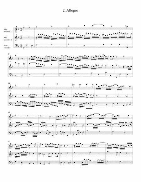 Trio sonata, Op.1, no.1 (arrangement for 3 recorders)