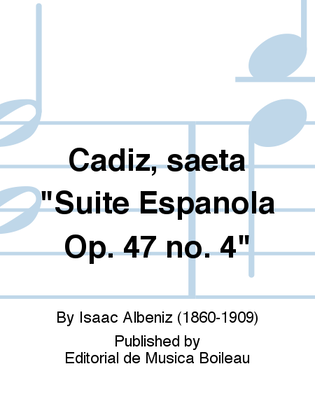 Book cover for Cadiz, saeta "Suite Espanola Op. 47 no. 4"