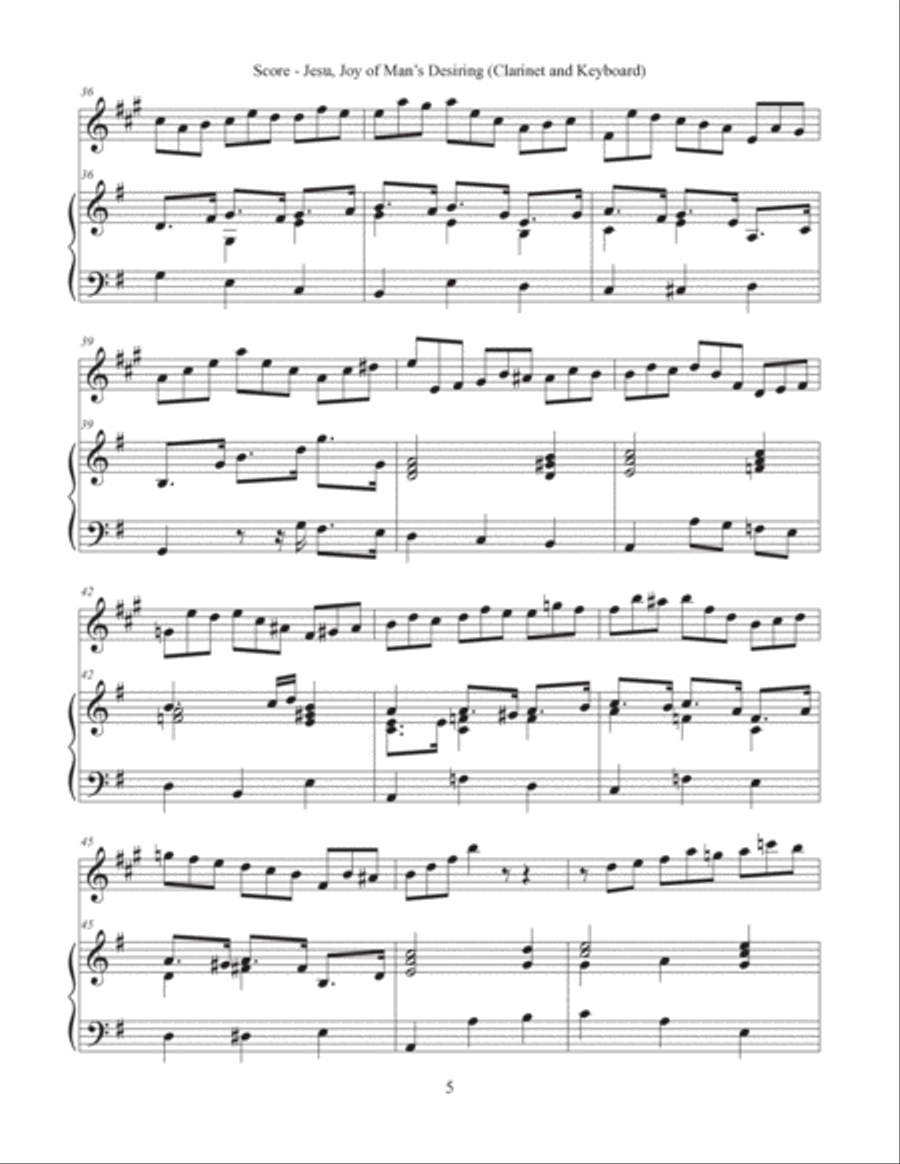 Jesu, Joy of Man's Desiring (Clarinet and Keyboard) B-Flat Clarinet scores gallery preview page 5