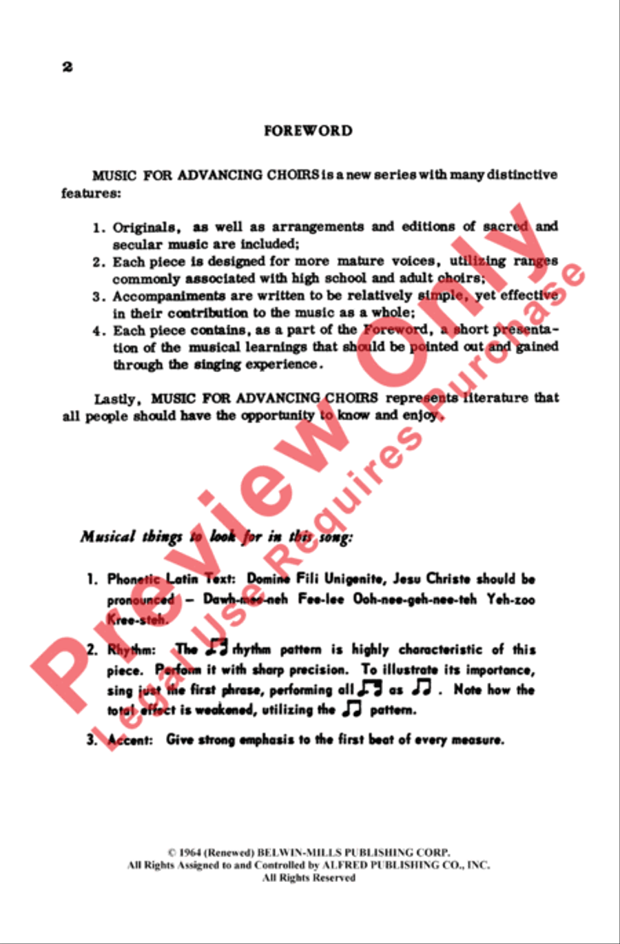 Domine Fili Unigenite (Only Begotten Son of God) 4-Part scores gallery preview page 2
