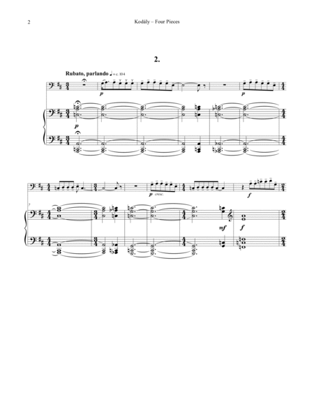 Four Pieces from Op. 11 for Tuba or Bass Trombone and Piano