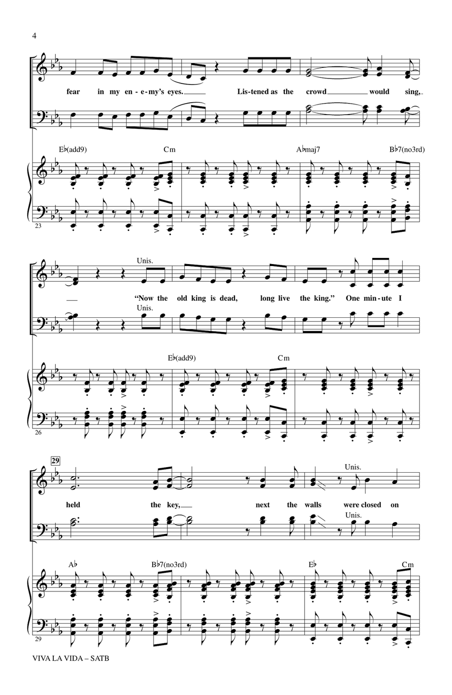 Viva La Vida (arr. Mark Brymer) 4-Part scores gallery preview page 3