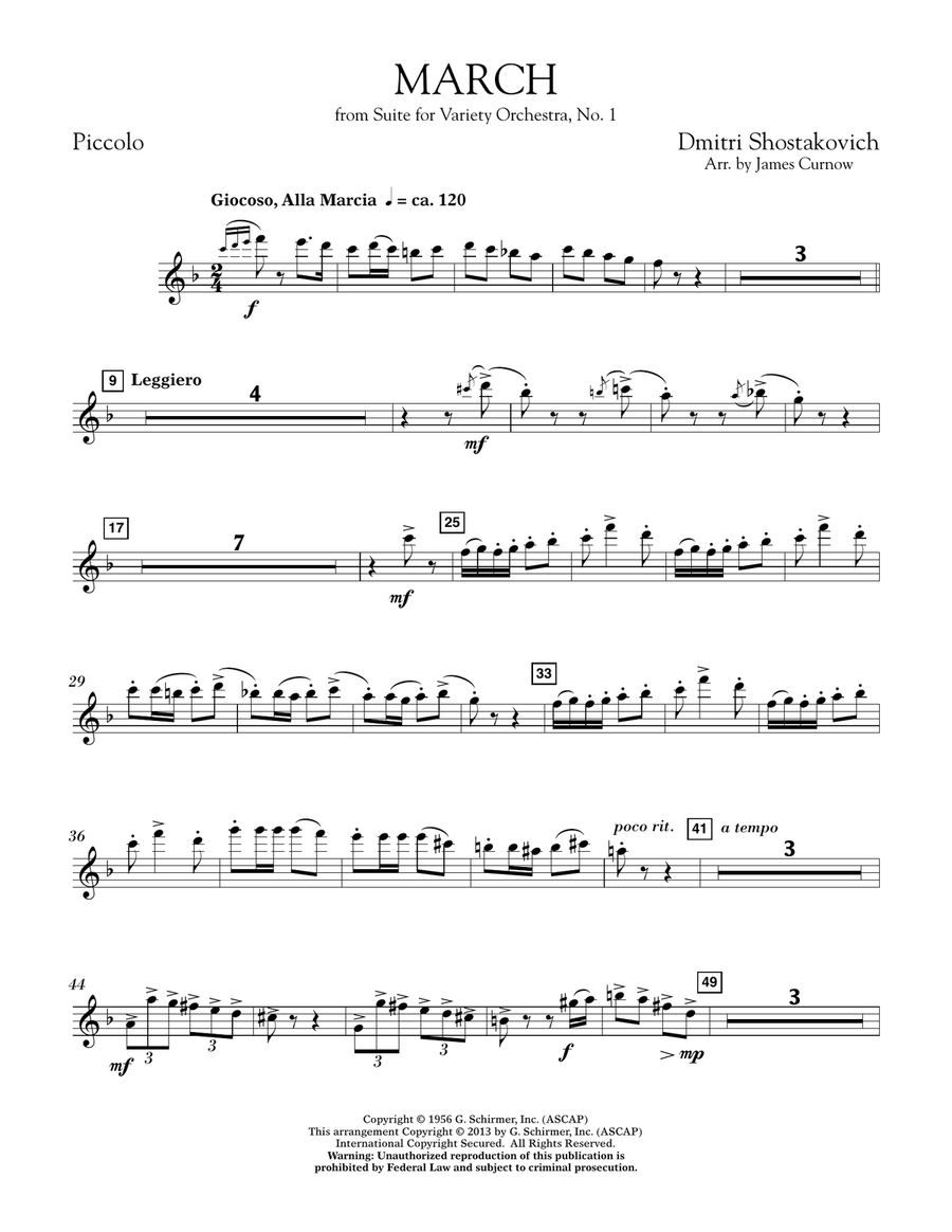 March from Suite for Variety Orchestra, No. 1 - Piccolo