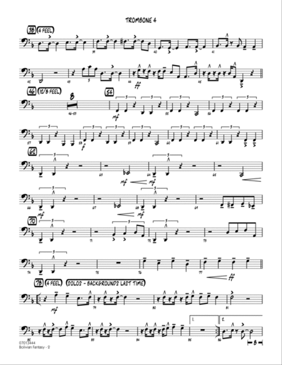 Bolivian Fantasy - Trombone 4 Jazz Ensemble scores gallery preview page 2