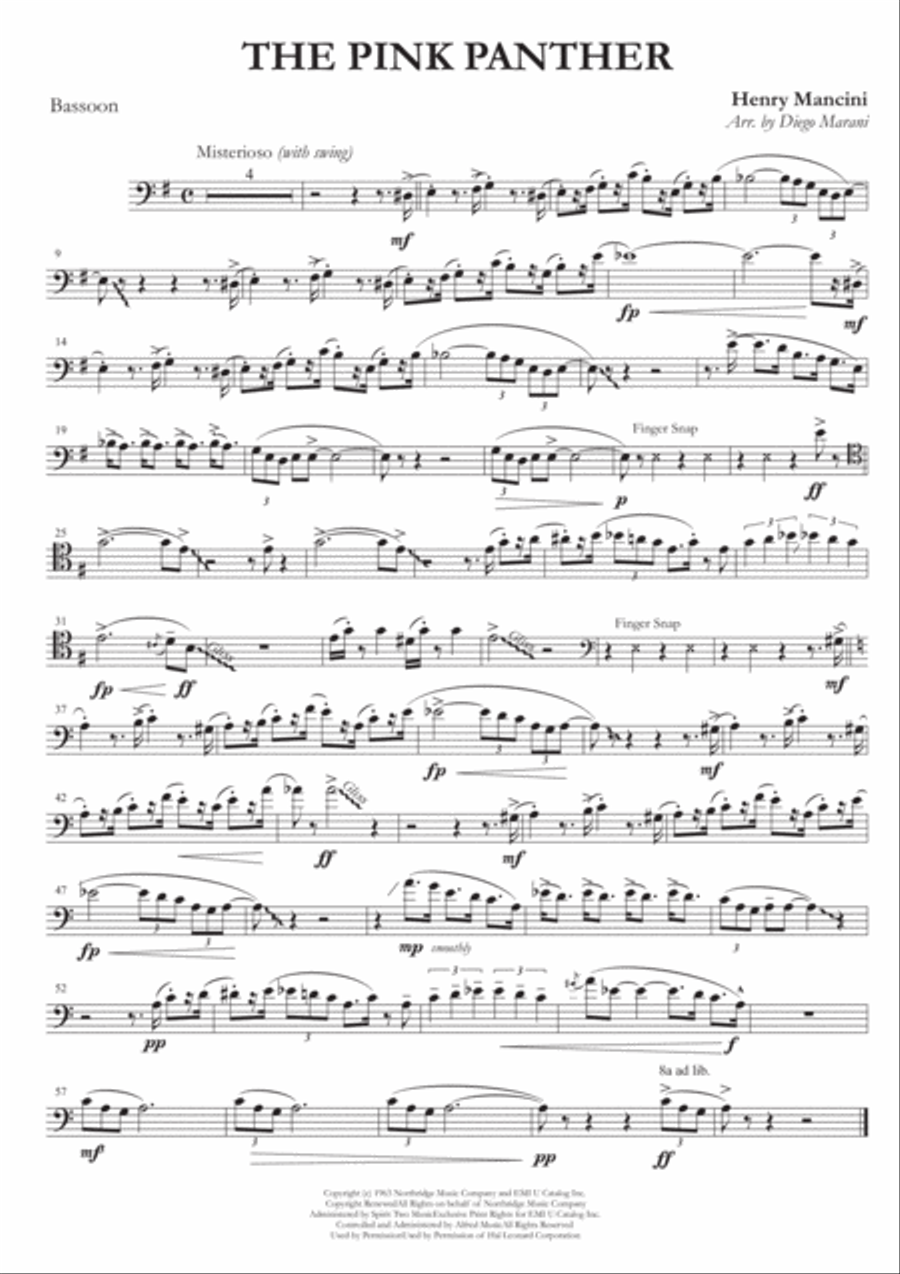 The Pink Panther from THE PINK PANTHER Bassoon scores gallery preview page 1