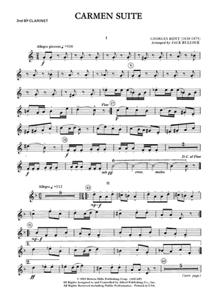 Carmen Suite: 2nd B-flat Clarinet