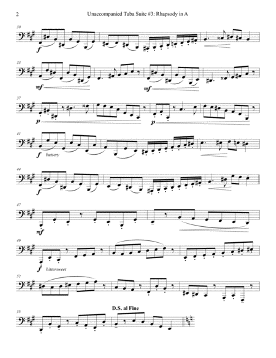 Unaccompanied Tuba Suite #3: Rhapsody in A Tuba scores gallery preview page 3