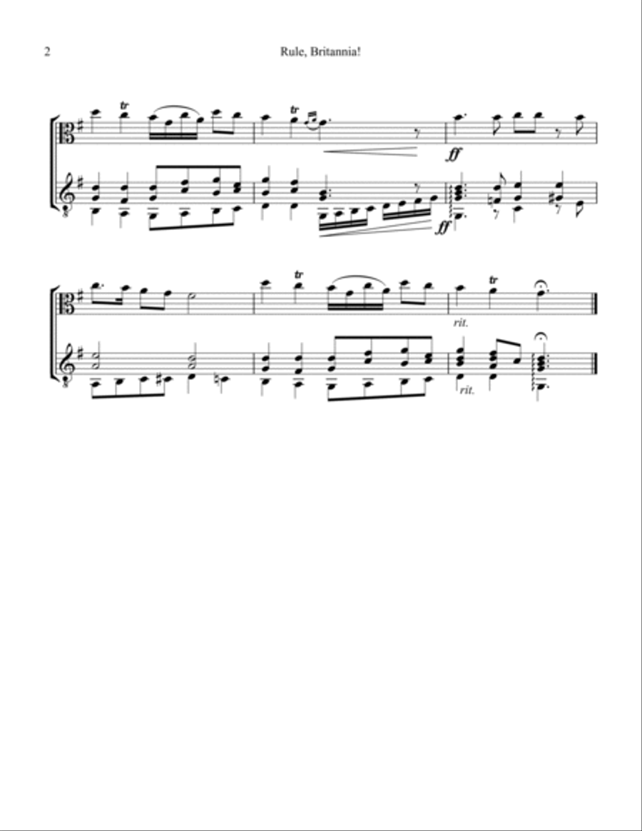 Rule Britannia! for viola and easy guitar String Duet scores gallery preview page 2
