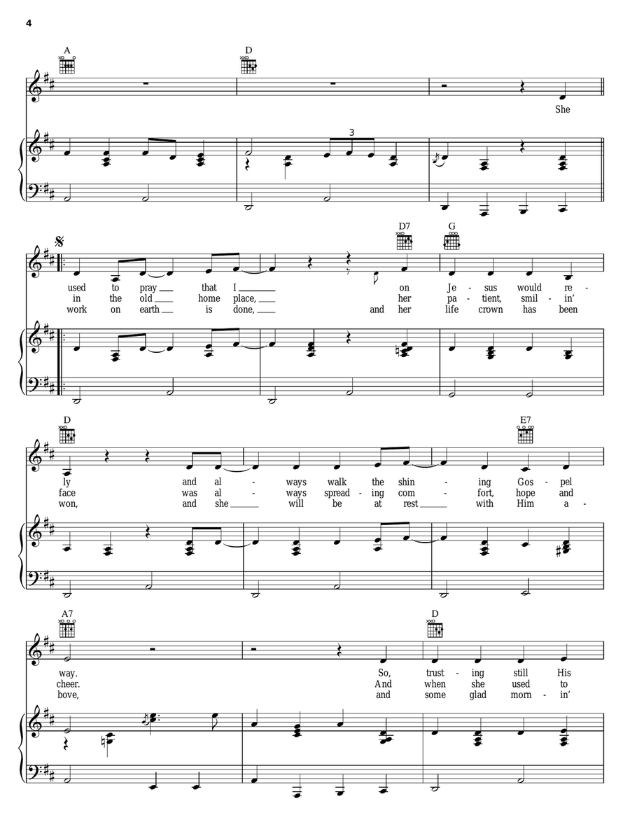 If I Could Hear My Mother Pray Again Piano, Vocal, Guitar scores gallery preview page 4