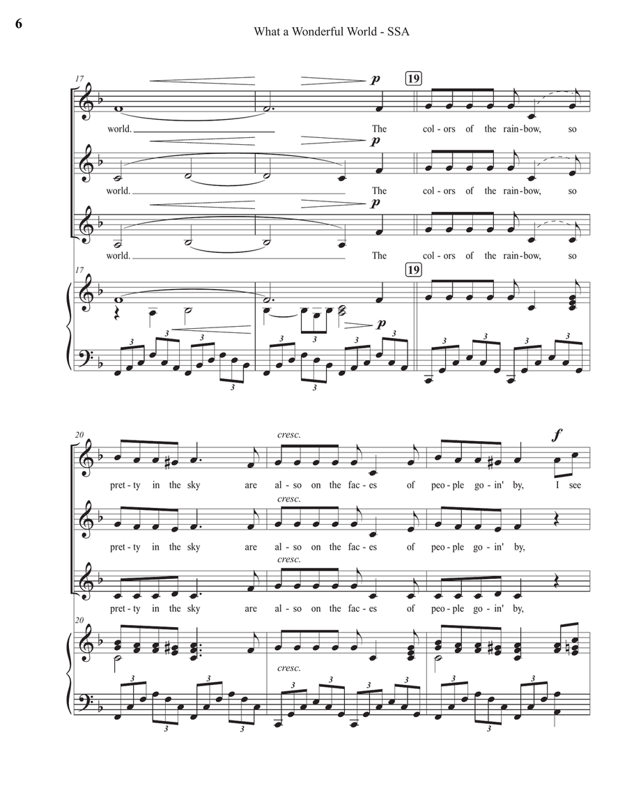What A Wonderful World SSA scores gallery preview page 6