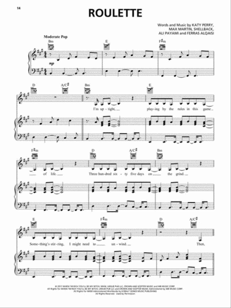 Katy Perry - Witness Katy Perry - Witness Piano, Vocal, Guitar scores gallery preview page 5