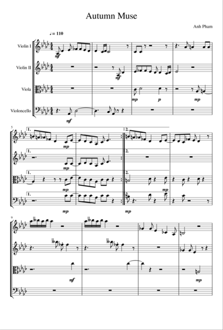 Autumn Muse String Quartet scores gallery preview page 1