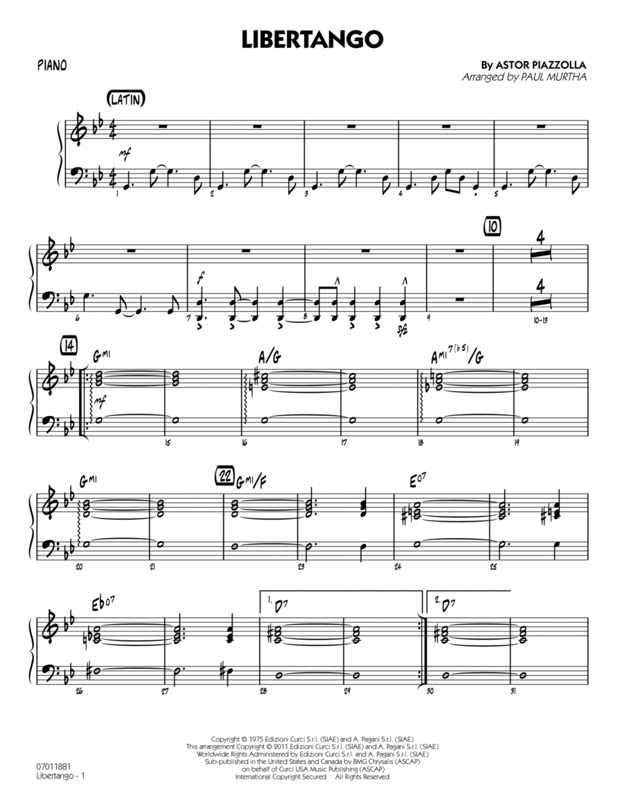 Libertango - Piano Jazz Ensemble scores gallery preview page 1