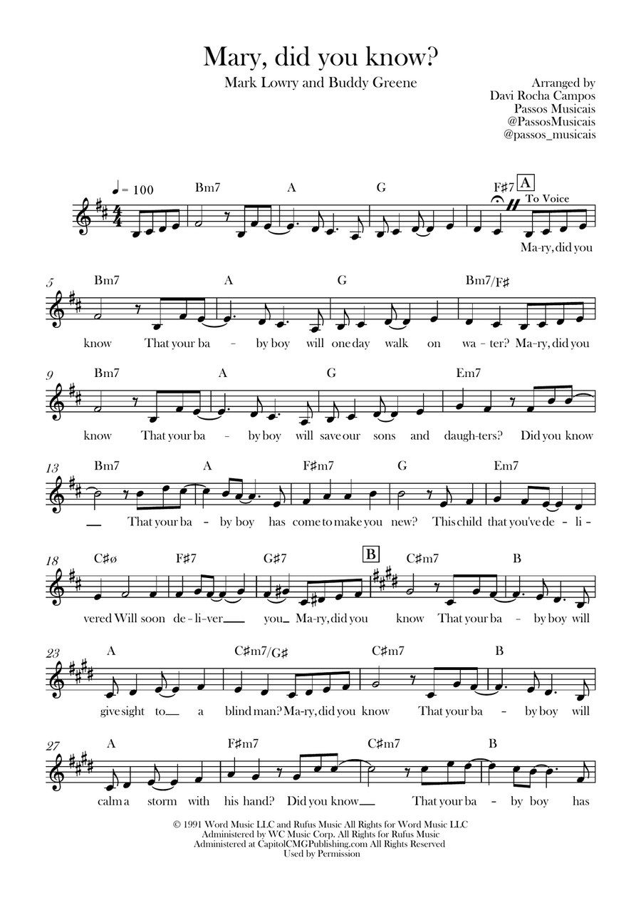 Mary, Did You Know? Piano scores gallery preview page 1