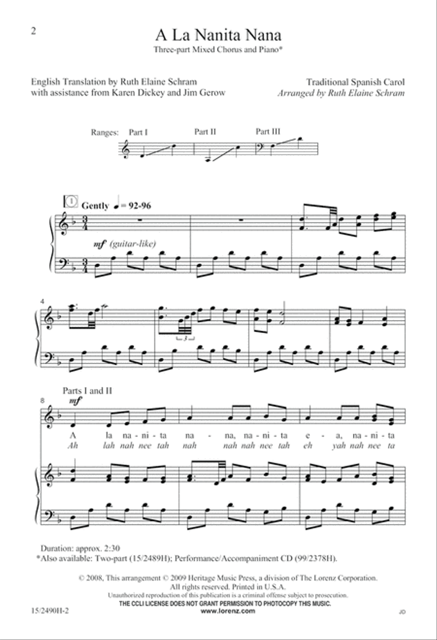 A la Nanita Nana 3-Part scores gallery preview page 2