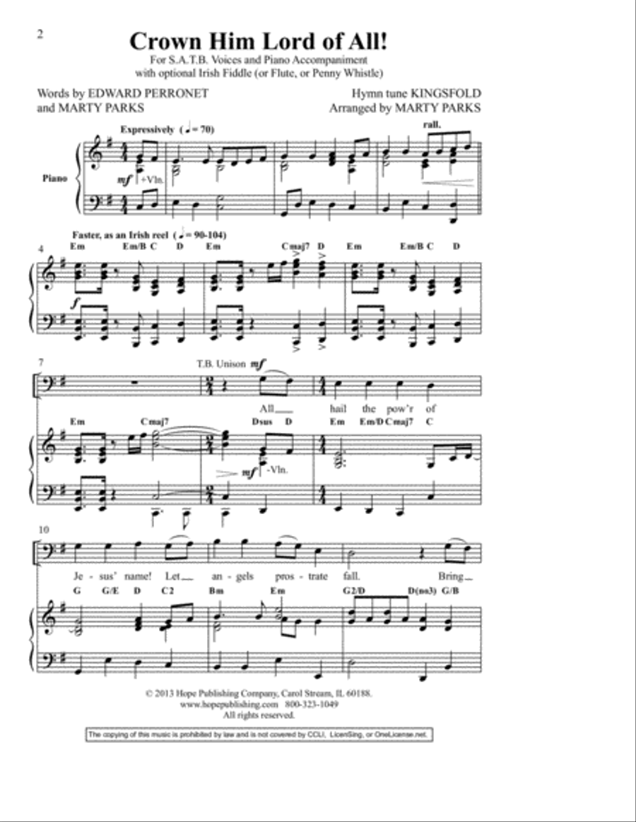 Crown Him Lord of All! 4-Part scores gallery preview page 2