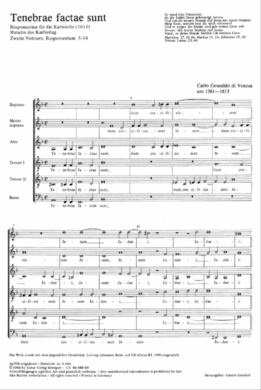 Tenebrae factae sunt Choir scores gallery preview page 1
