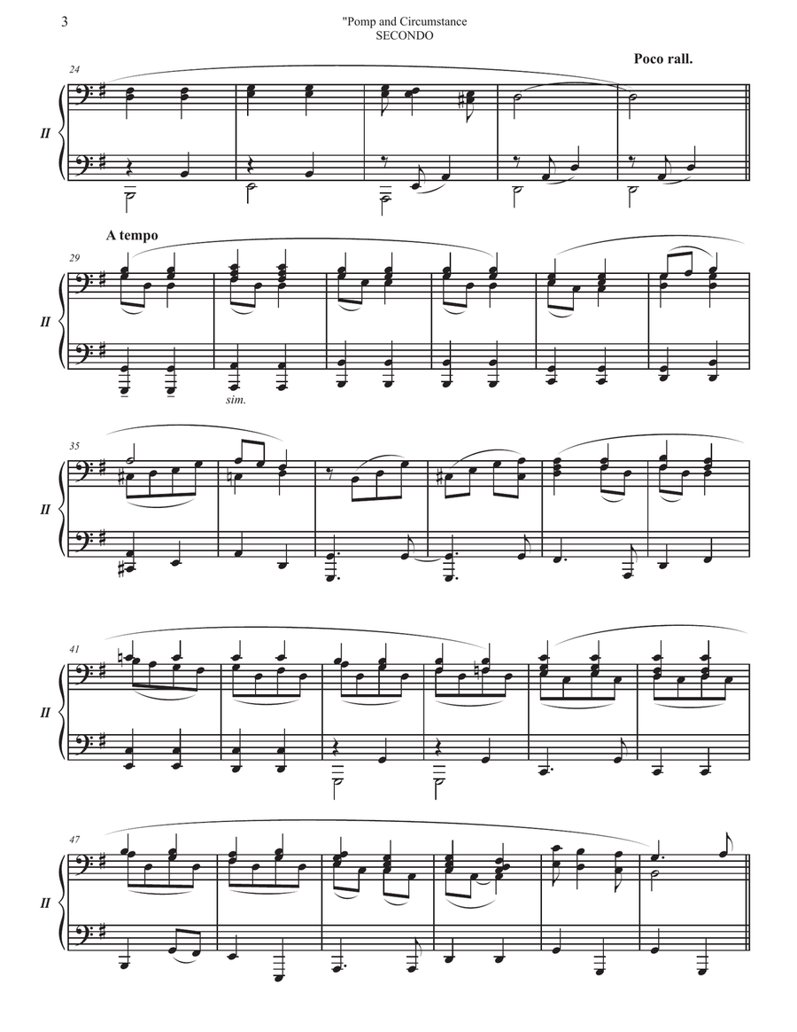 Pomp and Circumstance Theme - Elgar - Military March No. 1 - Piano Duet - 1 Piano 4 hands image number null