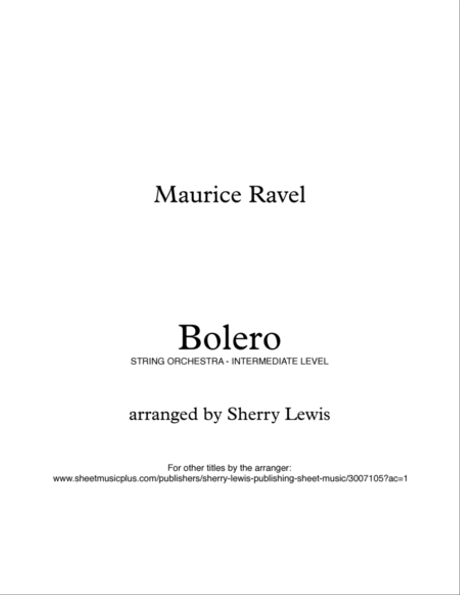 BOLERO for String Orchestra, Intermediate Level for 2 violins, viola, cello and string bass String Orchestra scores gallery preview page 2