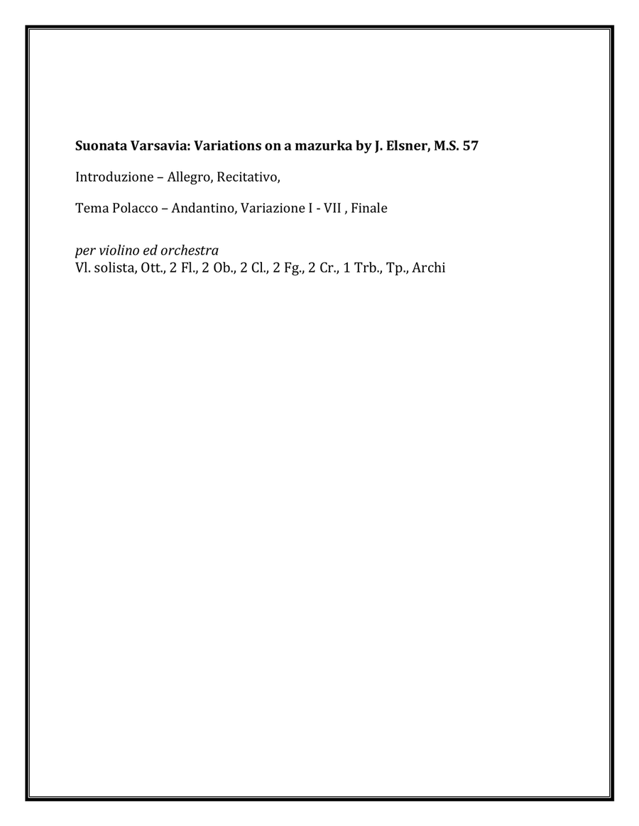 Niccolo Paganini - Suonata Varsavia for Violin and Piano image number null