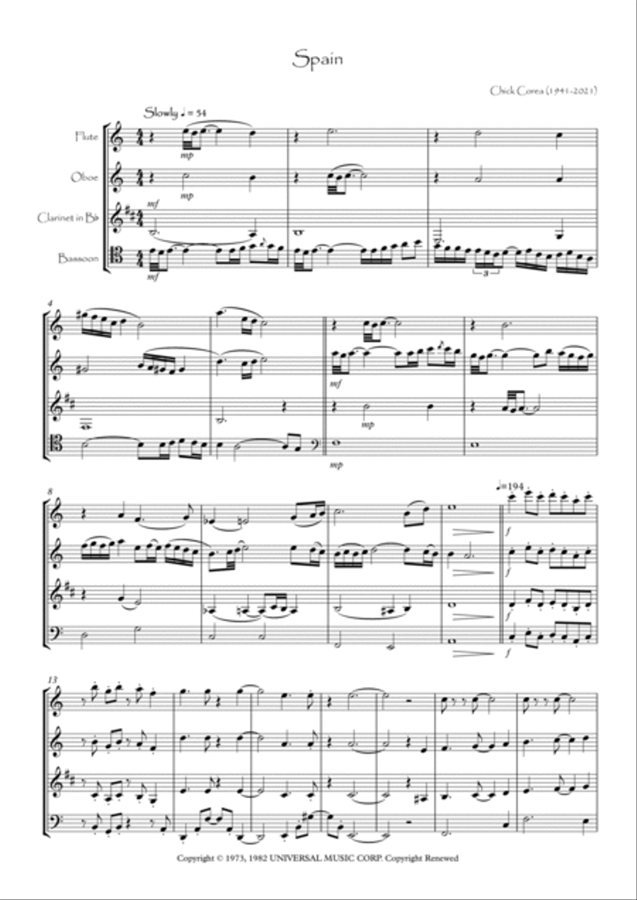 Spain Woodwind Quartet scores gallery preview page 2