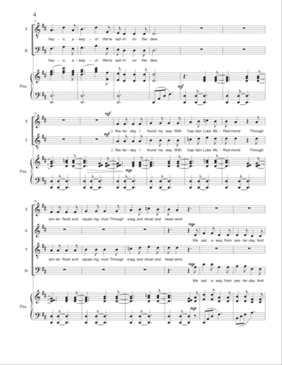Sailing on the Dew [SATB] 4-Part scores gallery preview page 4