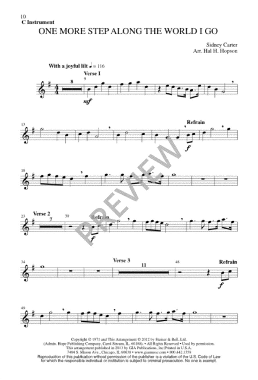 One More Step along the World I Go Unison Choir scores gallery preview page 9