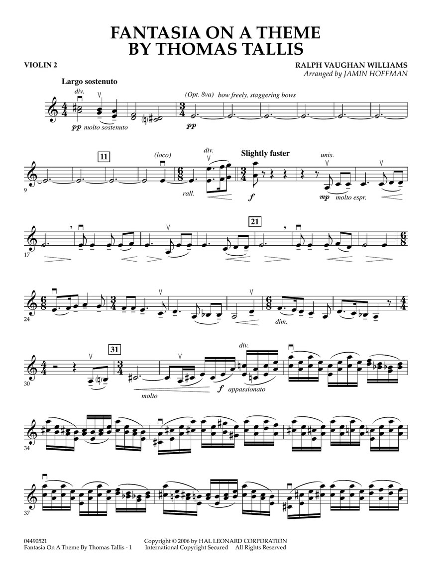 Fantasia on a Theme by Thomas Tallis - Violin 2 Orchestra scores gallery preview page 1