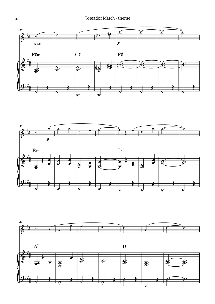 Toreador March (from the opera Carmen) - easy version Chamber Music scores gallery preview page 2