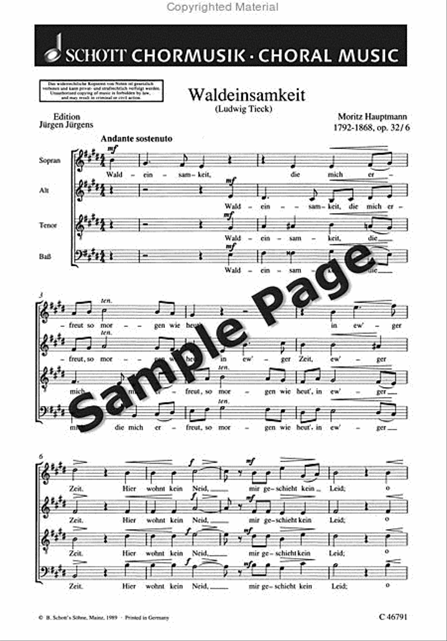 Waldeinsamkeit Op.32/6 Waldeinsamkeit Op.32/6 4-Part scores gallery preview page 2