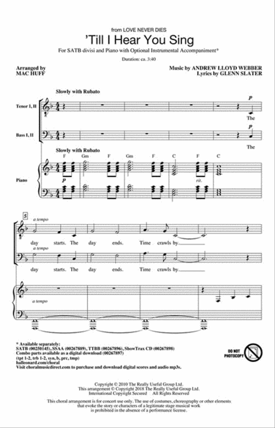 'Till I Hear You Sing 4-Part scores gallery preview page 2