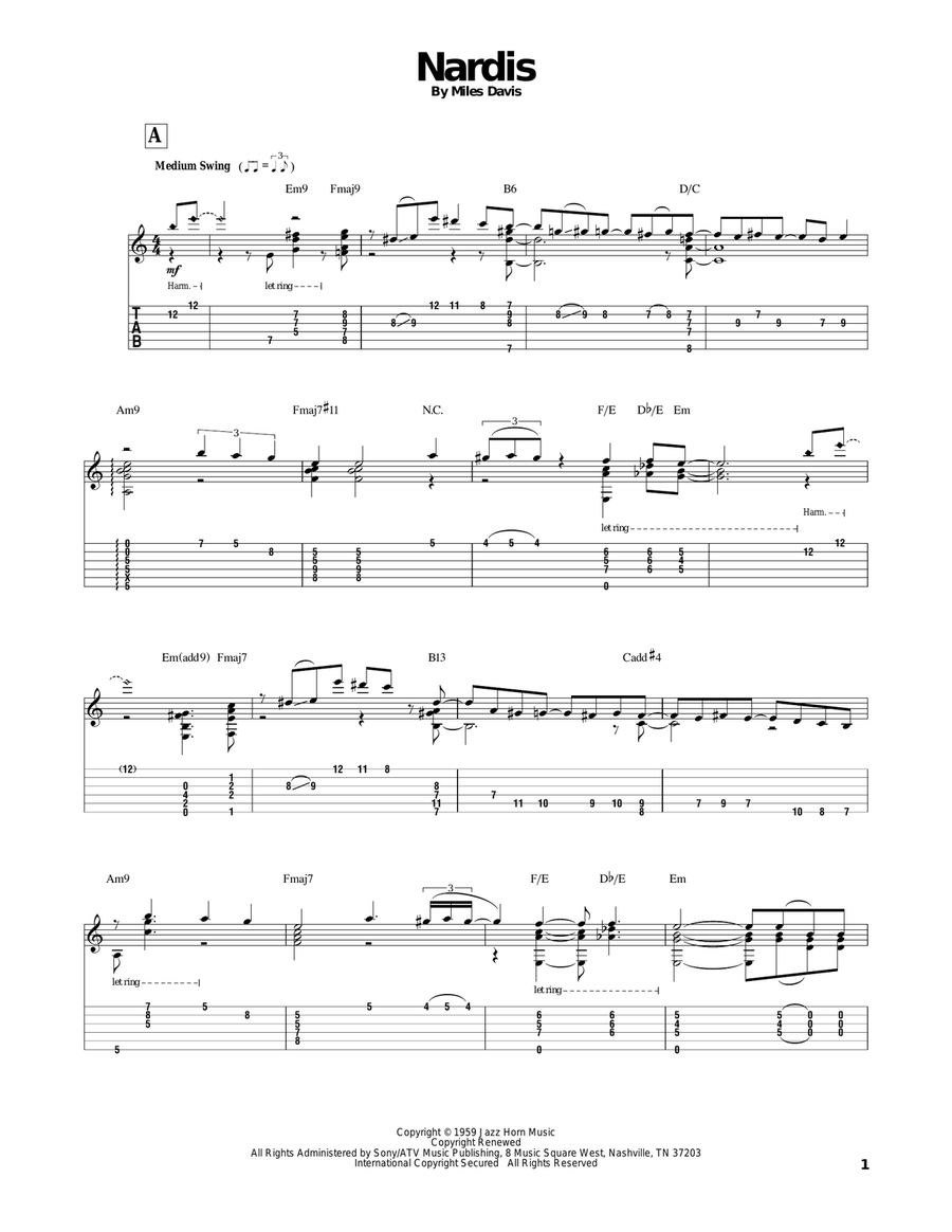 Nardis Electric Guitar scores gallery preview page 1