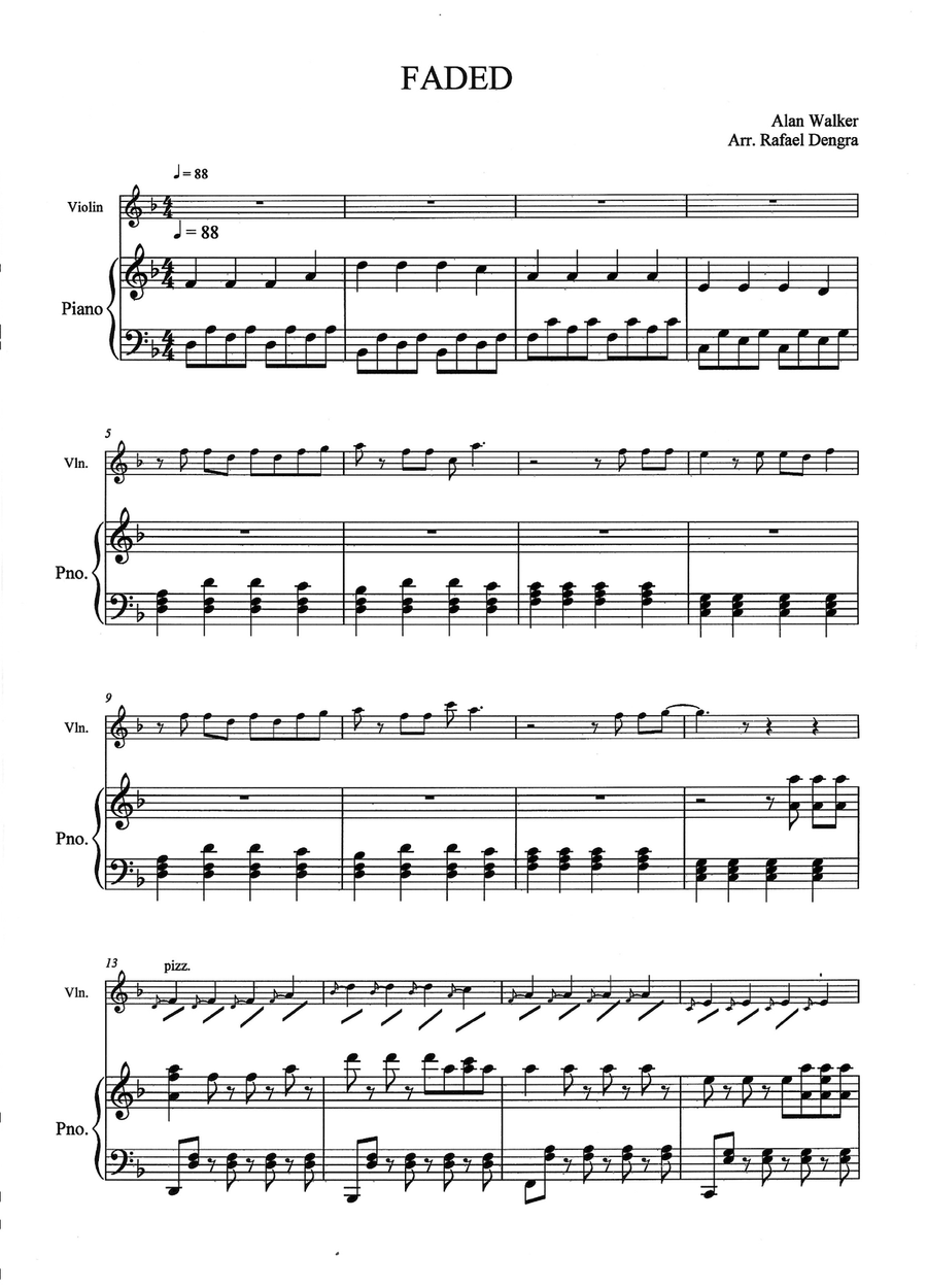 Faded Faded Violin Solo scores gallery preview page 1