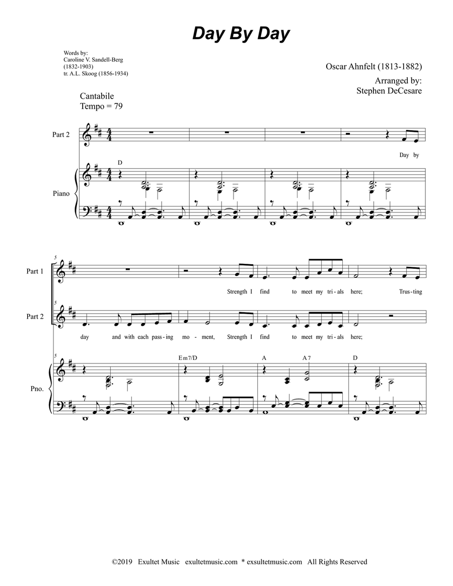 Day By Day (2-part choir) 2-Part scores gallery preview page 1