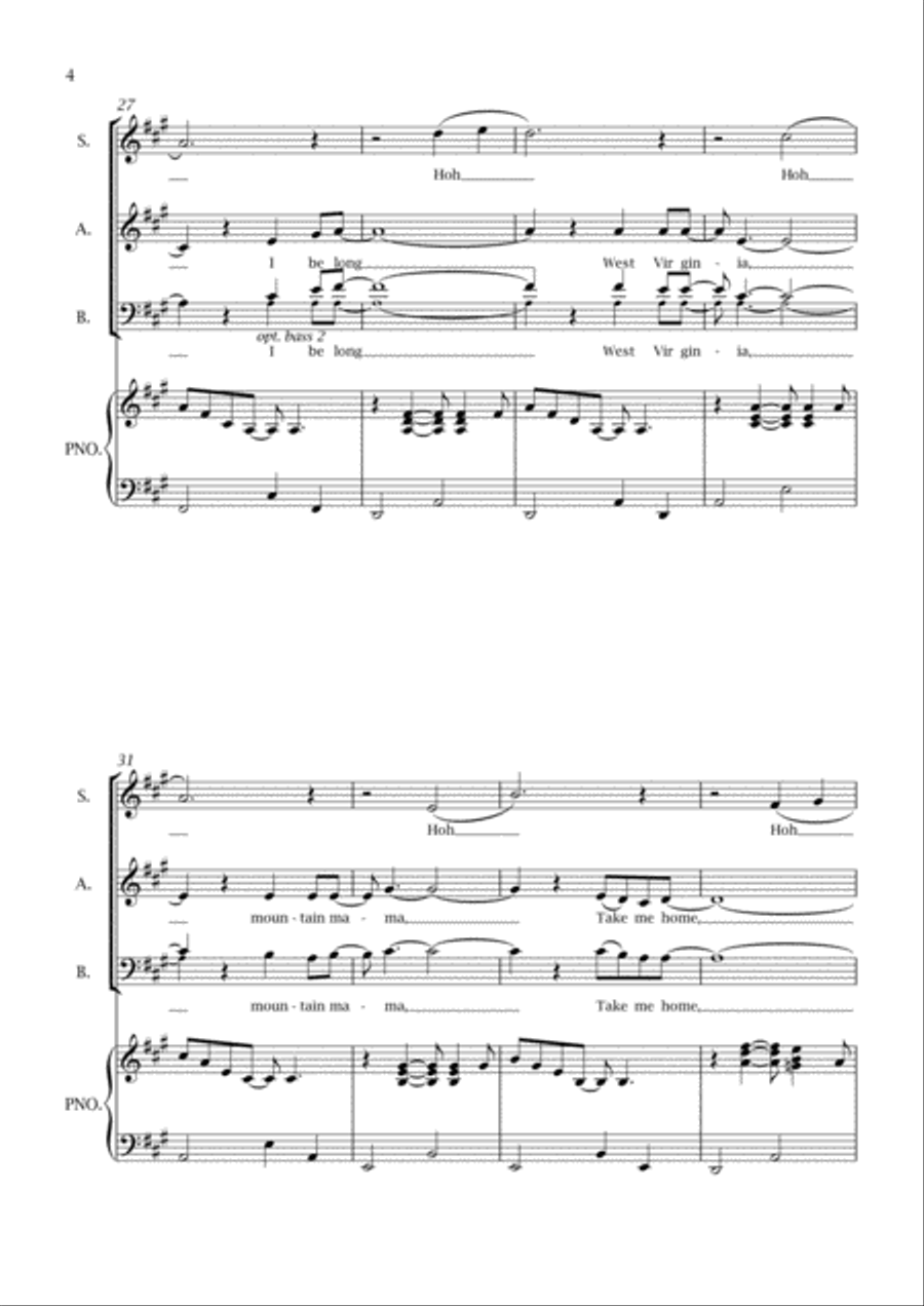 Take Me Home, Country Roads 3-Part scores gallery preview page 4