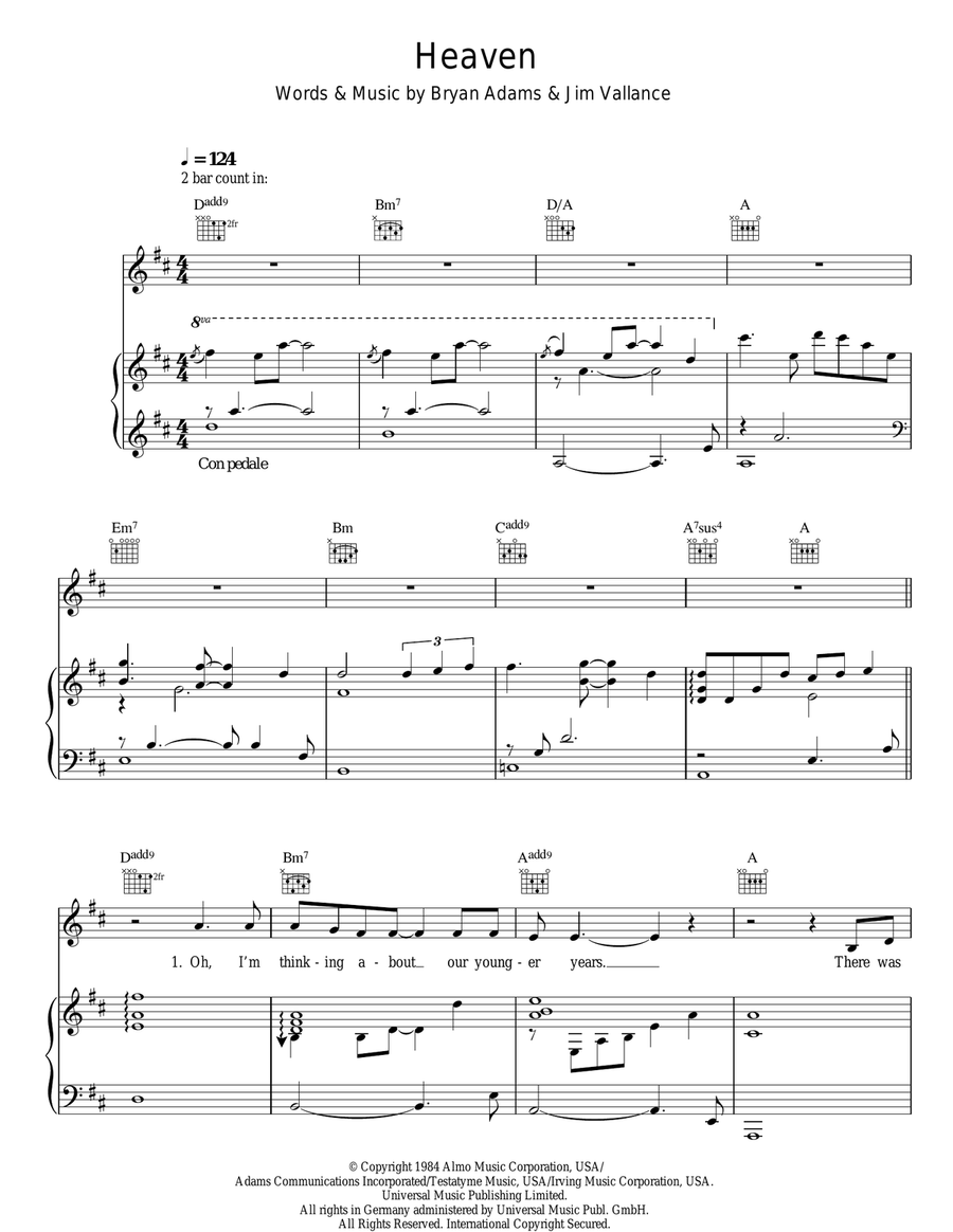 Heaven Piano, Vocal, Guitar scores gallery preview page 1