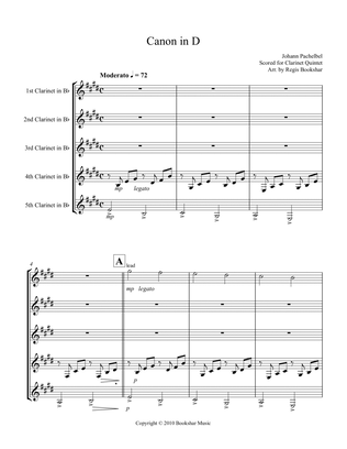 Canon in D (Pachelbel) (D) (Clarinet Quintet)