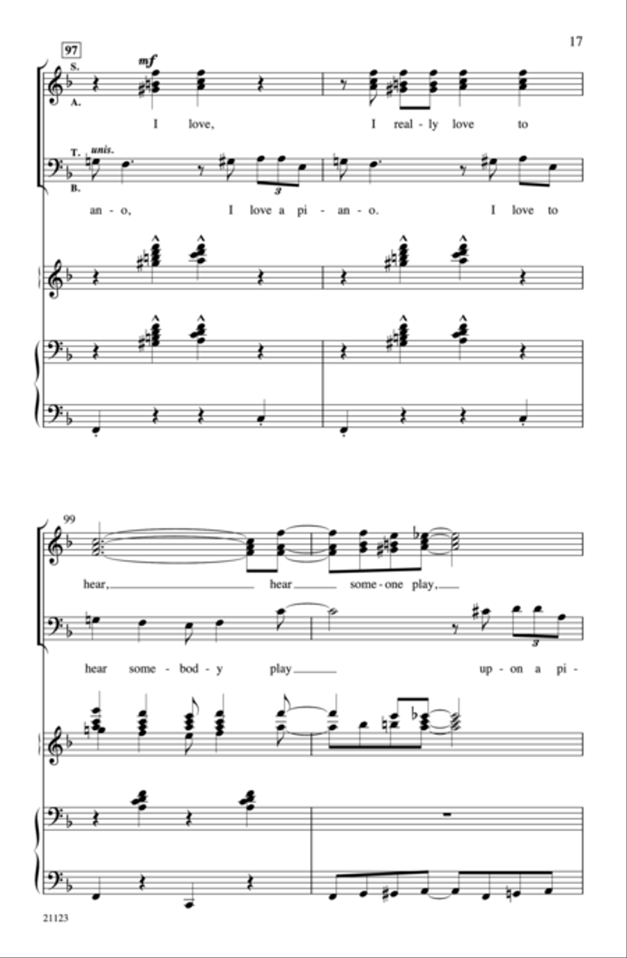 I Love a Piano 4-Part scores gallery preview page 41